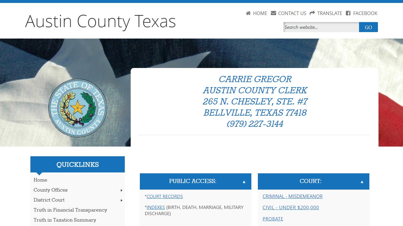 County Clerk - Austin County Texas