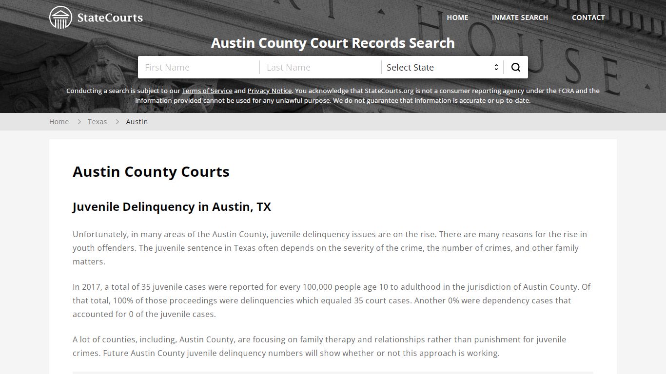 Austin County, TX Courts - Records & Cases - StateCourts